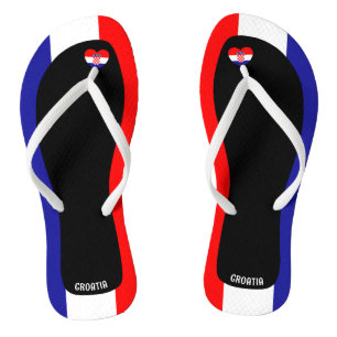 Delightful Croatia Flag Colours Patriotic Flip Flops