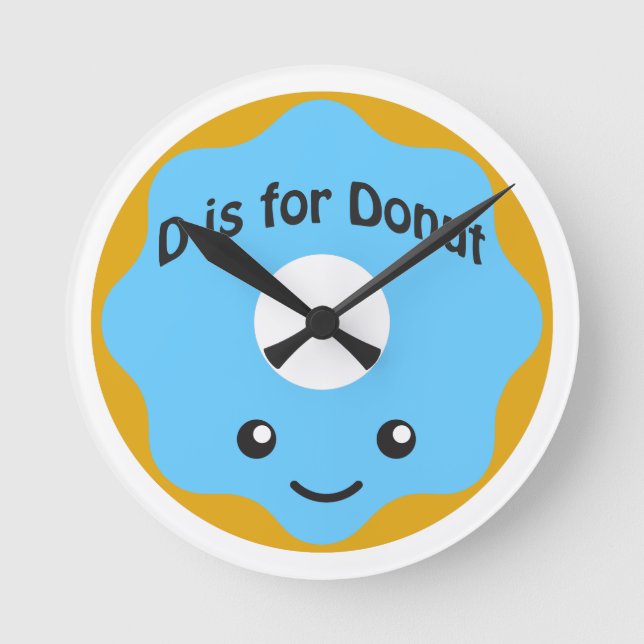 Delightful D is for Doughnut Round Clock (Front)