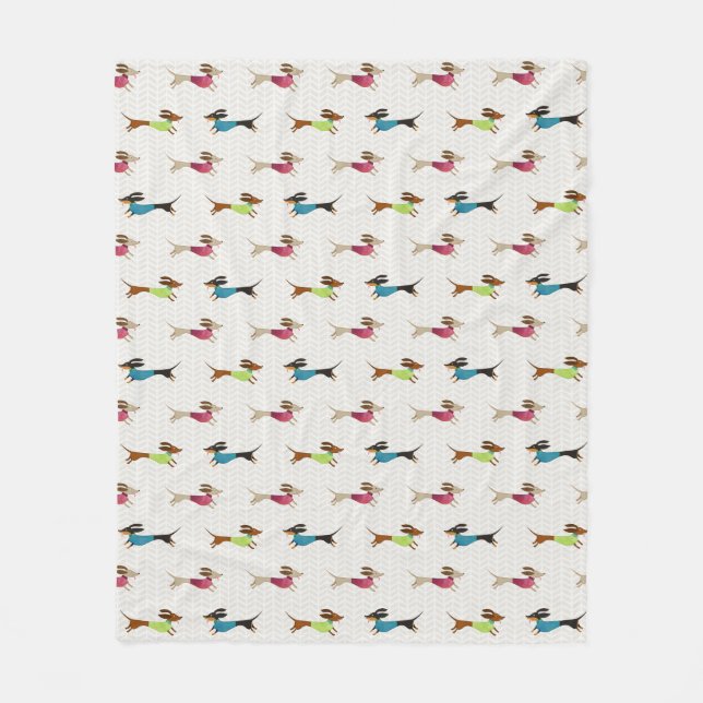 Delightful Dachshund Pattern Fleece Blanket (Front)