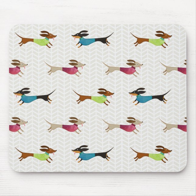 Delightful Dachshund Pattern Mouse Mat (Front)
