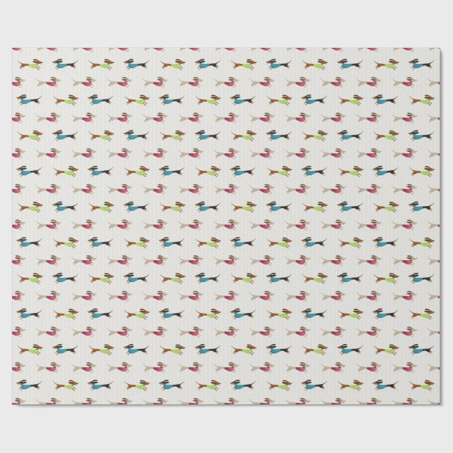 Delightful Dachshund Pattern Wrapping Paper (Flat)
