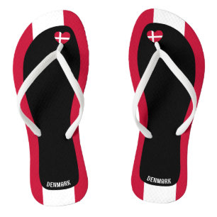 Delightful Denmark Flag Colours Patriotic Flip Flops