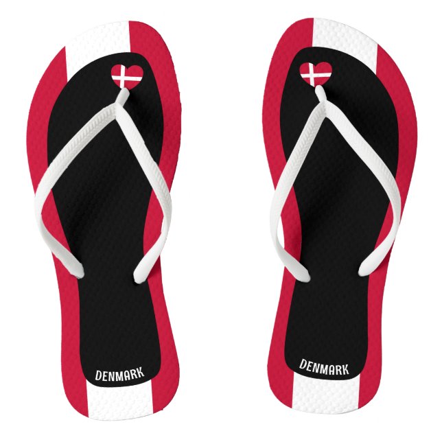Delightful Denmark Flag Colours Patriotic Flip Flops (Footbed)