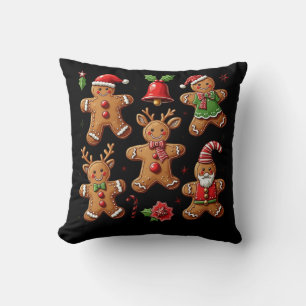 Delightful Doodle of Gingerbread Cookies Festive Cushion