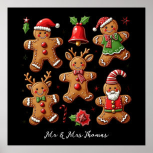 Delightful Doodle of Gingerbread Cookies Festive Poster