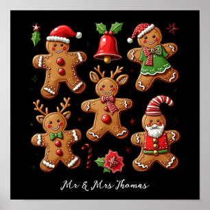 Delightful Doodle of Gingerbread Cookies Festive Poster