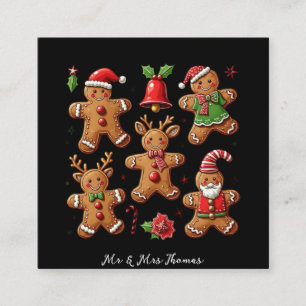Delightful Doodle of Gingerbread Cookies Festive Square Business Card