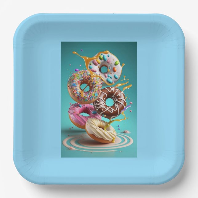 "Delightful Doughnuts: A Sweetly Designed Paper Pl Paper Plate (Front)