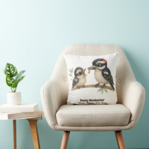 Delightful Downy Woodpecker Cushion