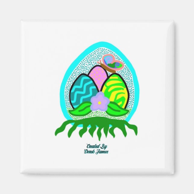 Delightful Easter Eggs 2 Inch Square Magnet (Front)