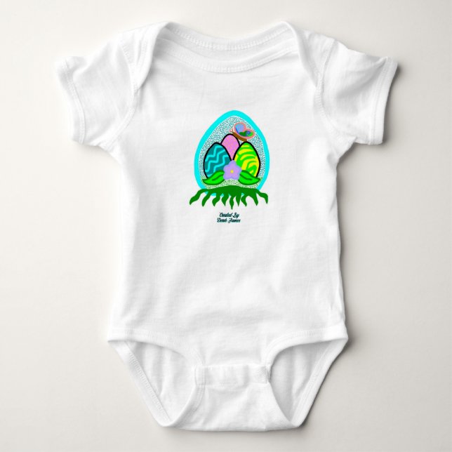 Delightful Easter Eggs Baby Jersey Bodysuit (Front)