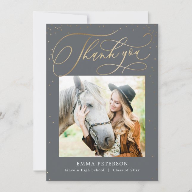 Delightful EDITABLE COLOR Graduation Thank You (Front)