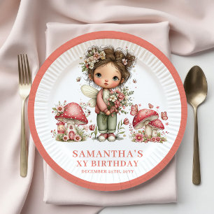Delightful Fairy 7th Birthday Pastel Floral Paper  Plate