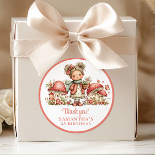 Delightful Fairy Pink Floral Birthday Thank You   Classic Round Sticker