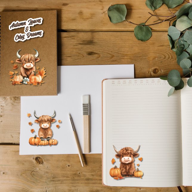 Delightful Fall Highland Cow Small Sticker Sheet (Creator Uploaded)
