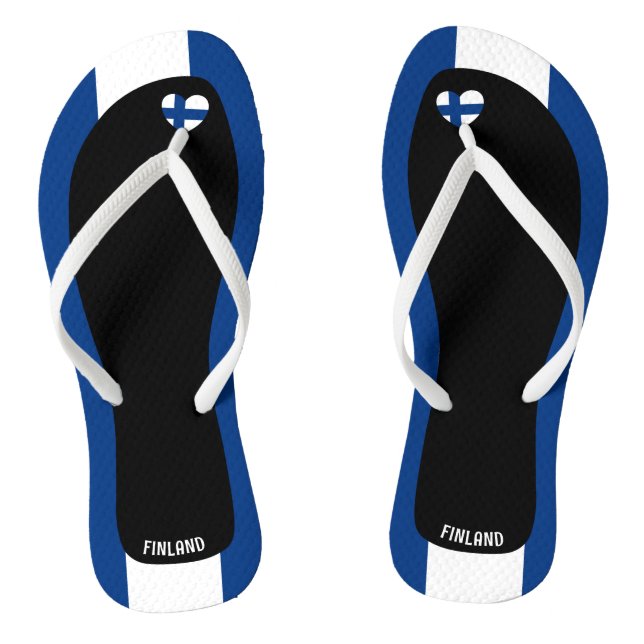 Delightful Finland Flag Colours Patriotic Flip Flops (Footbed)
