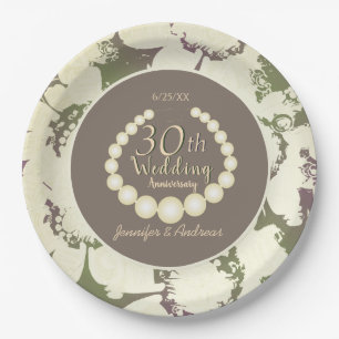 Delightful Floral 30th Anniversary   Paper Plate