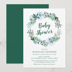 Delightful Floral   Green Baby Shower Invitation