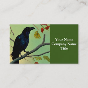 Delightful Fun Raven Perched On Branch Business Card