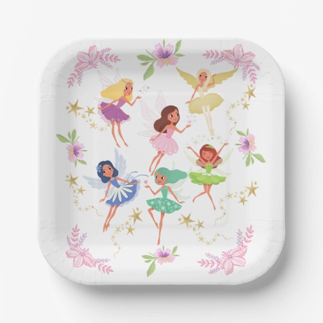 Delightful Garden Fairies Paper Plate (Front)