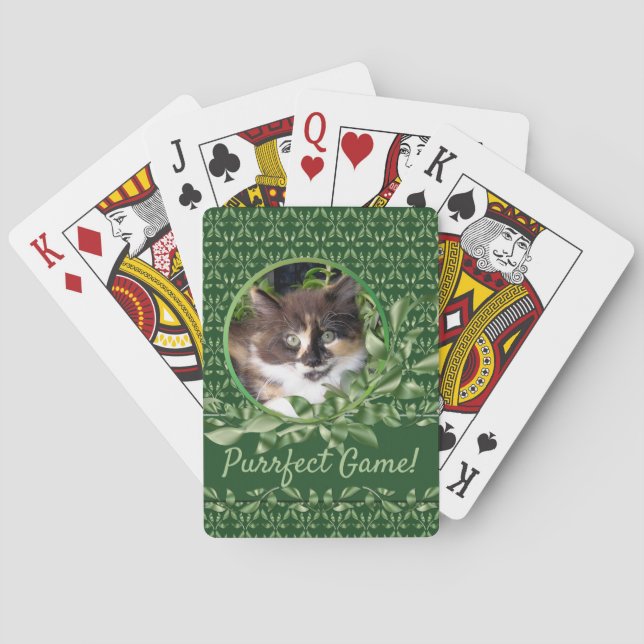 Delightful Green Eyed Calico Kitten Playing Cards (Back)