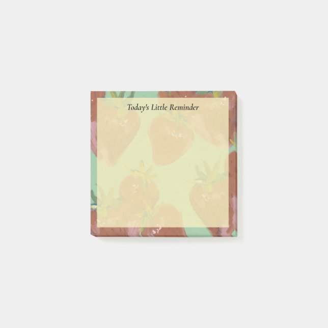 Delightful Green Pastel Strawberry Post-it Notes (Front)
