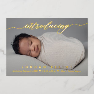 Delightful Intro Foil Baby Birth Announcement