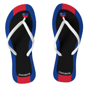 Delightful Liechtenstein Flag Colours Patriotic Flip Flops