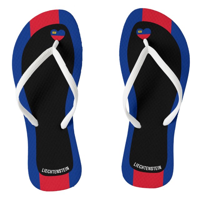 Delightful Liechtenstein Flag Colours Patriotic Flip Flops (Footbed)