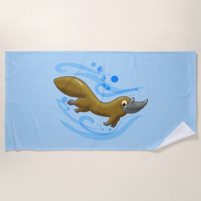 Delightful, Lithe Platypus Beach Towel (Front)