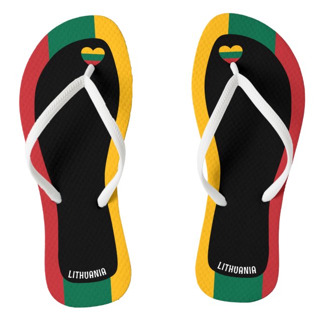 Delightful Lithuania Flag Colours Patriotic Flip Flops (Footbed)