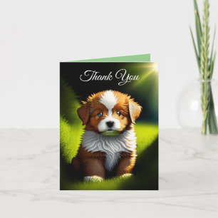 Delightful Little Brown & White Puppy Thank You Card