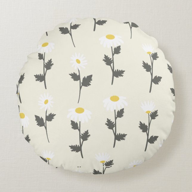 Delightful Little Daisies Wildflowers Floral Round Cushion (Front)