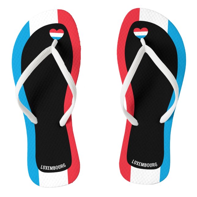 Delightful Luxembourg Flag Colours Patriotic Flip Flops (Footbed)