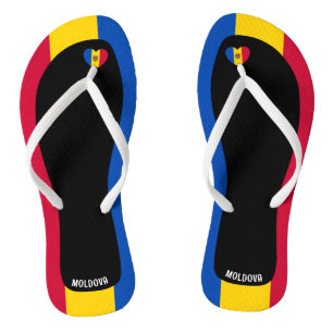 Delightful Moldova Flag Colours Patriotic Flip Flops