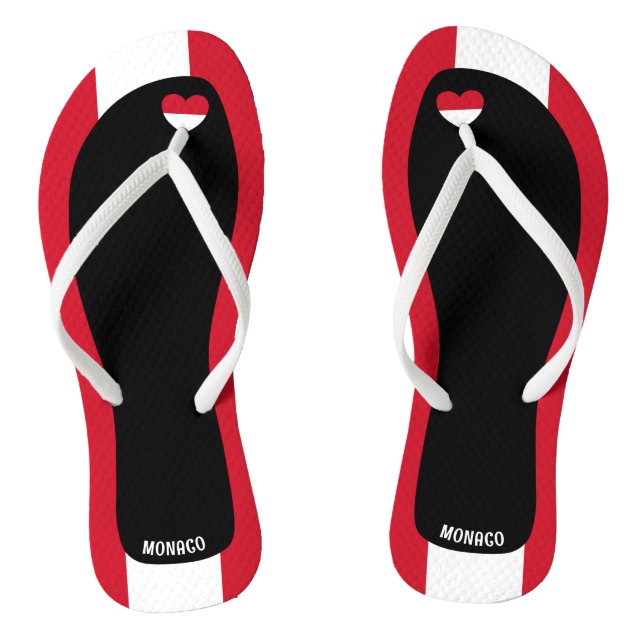 Delightful Monaco Flag Colours Patriotic Flip Flops (Footbed)