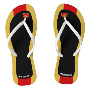 Delightful Montenegro Flag Colours Patriotic Flip Flops