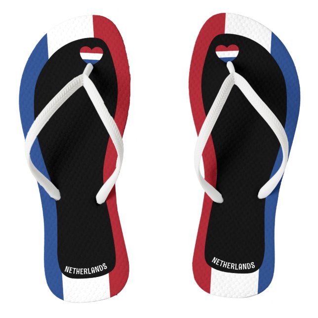 Delightful Netherlands Flag Colours Patriotic Flip Flops (Footbed)