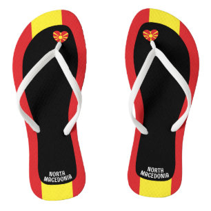 Delightful North Macedonia Flag Colours Patriotic Flip Flops