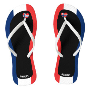 Delightful Norway Flag Colours Patriotic Flip Flops