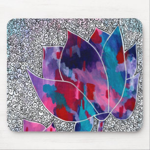 Delightful Oriental Lotus Flowers Original Art Mouse Mat