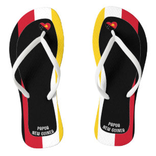 Delightful Papua New Guinea Flag Colours Patriotic Flip Flops