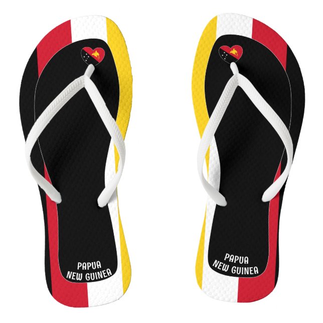 Delightful Papua New Guinea Flag Colours Patriotic Flip Flops (Footbed)
