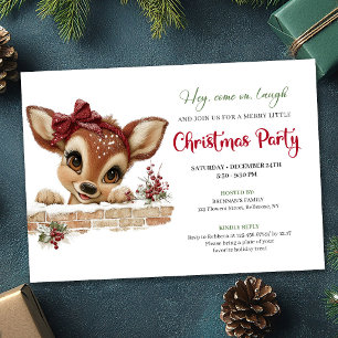 Delightful peeking reindeer editable party card