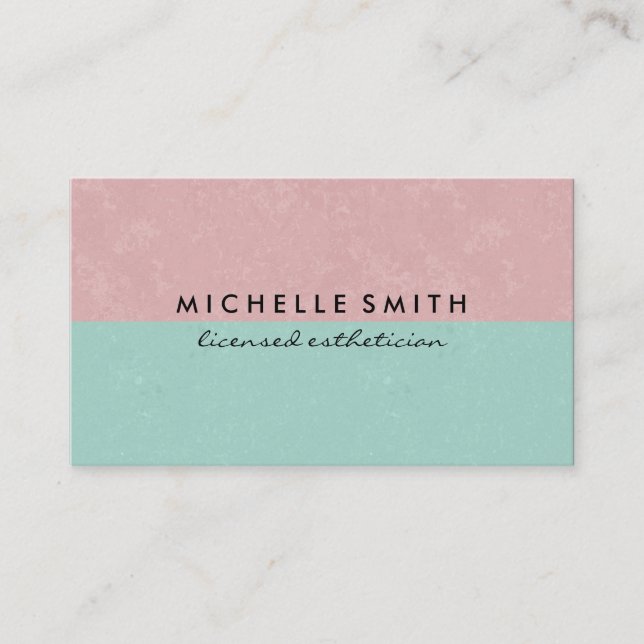 Delightful Pink Green Contemporary Business Card (Front)