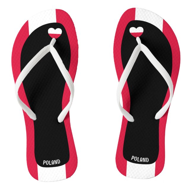 Delightful Poland Flag Colours Patriotic Flip Flops (Footbed)