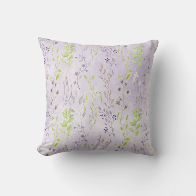 Delightful Purple Wildflowers Cushion (Front)