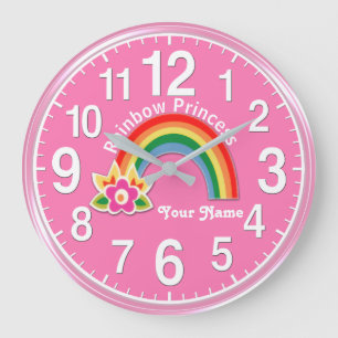 Delightful Rainbow Princess Clock PERSONALIZED
