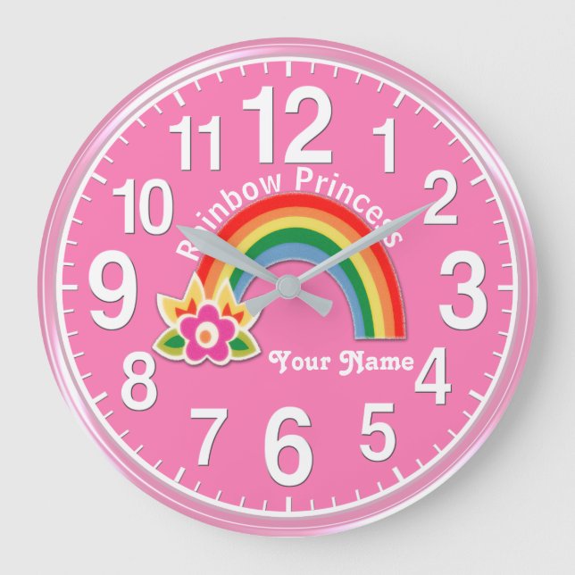Delightful Rainbow Princess Clock PERSONALIZED (Front)