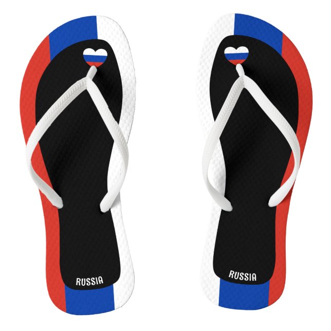 Delightful Russia Flag Colours Patriotic Flip Flops (Footbed)